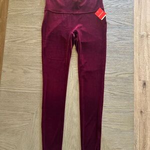 SPANX Burgundy Velvet Leggings
